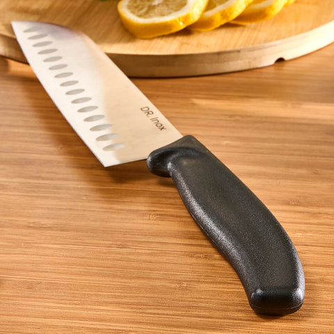 Dr. Inox Stainles Steel Santoku Knife, 30cm, Black