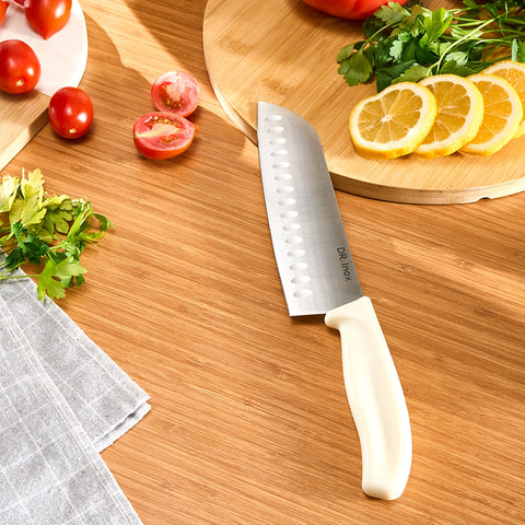 Dr. Inox Santoku Knife, 30cm, Cream