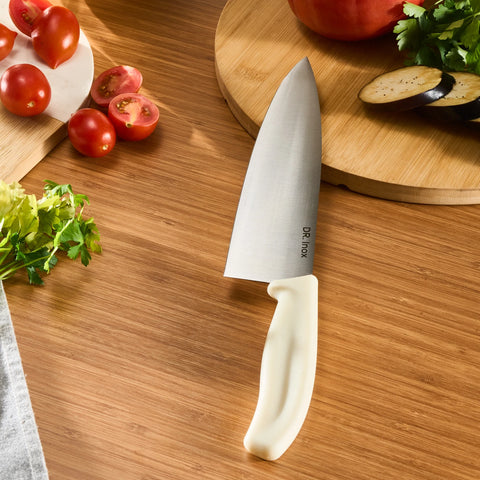Dr. Inox Stainless Steel Chef's Knife, 33cm, Cream