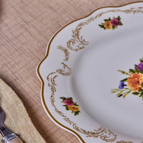 Karaca Forever Bone China Antique 26-Piece Serveware Set for 6 People, Gold