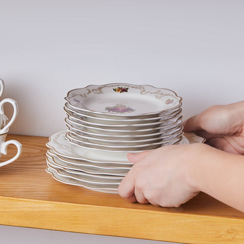 Karaca Forever Bone China Antique 26-Piece Serveware Set for 6 People, Gold