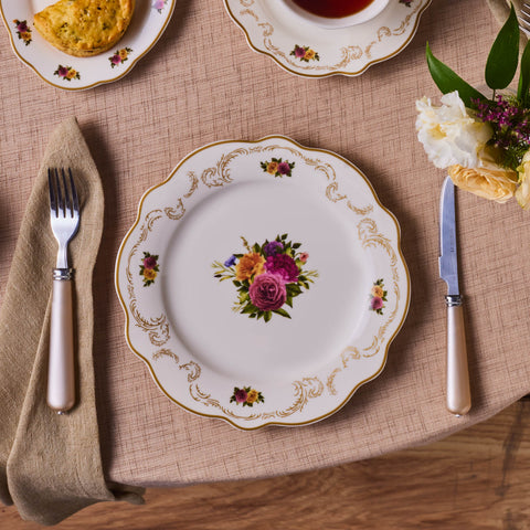 Karaca Forever Bone China Antique 26-Piece Serveware Set for 6 People, Gold