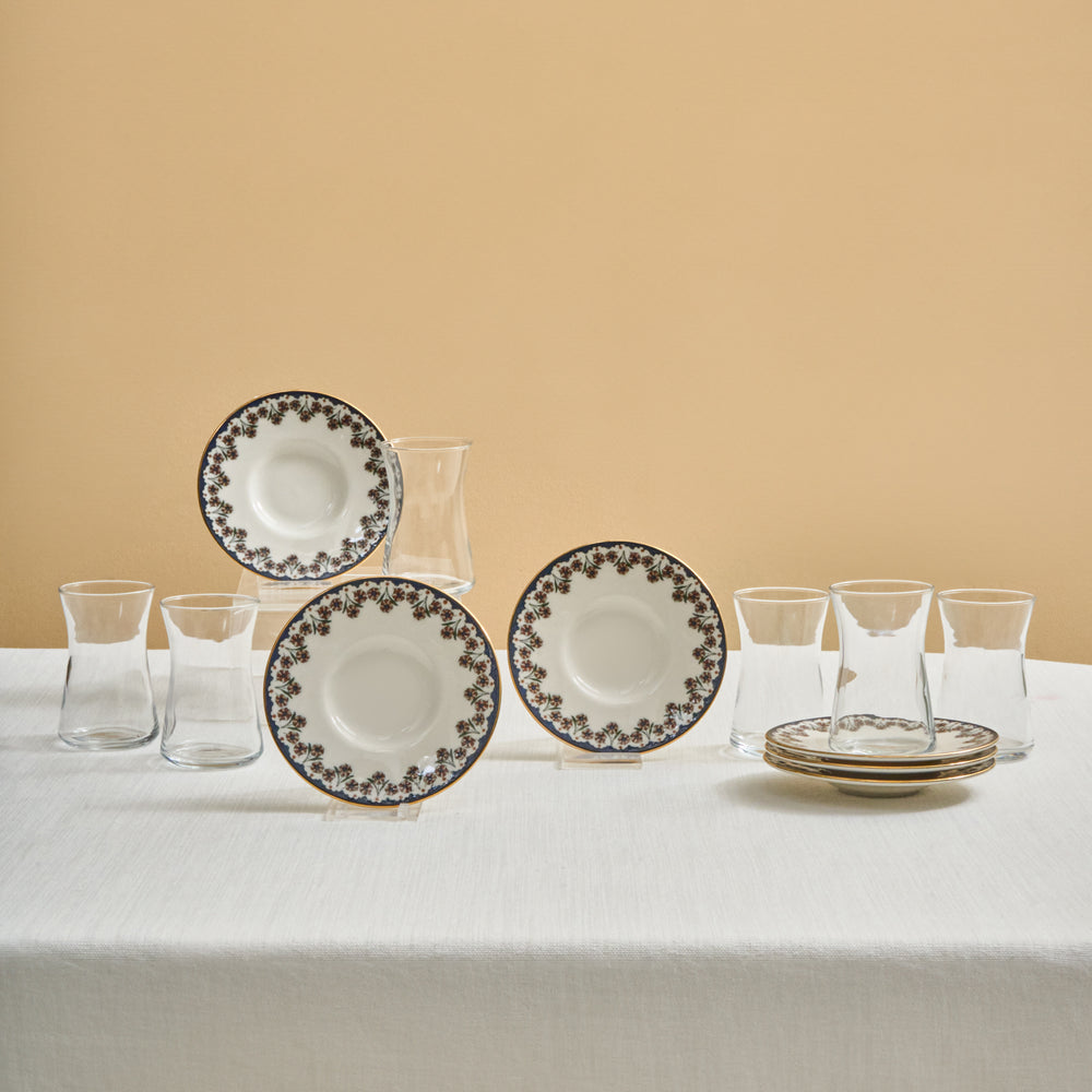 Karaca Florus 12-Piece Turkish Tea Set for 6 People, Multi