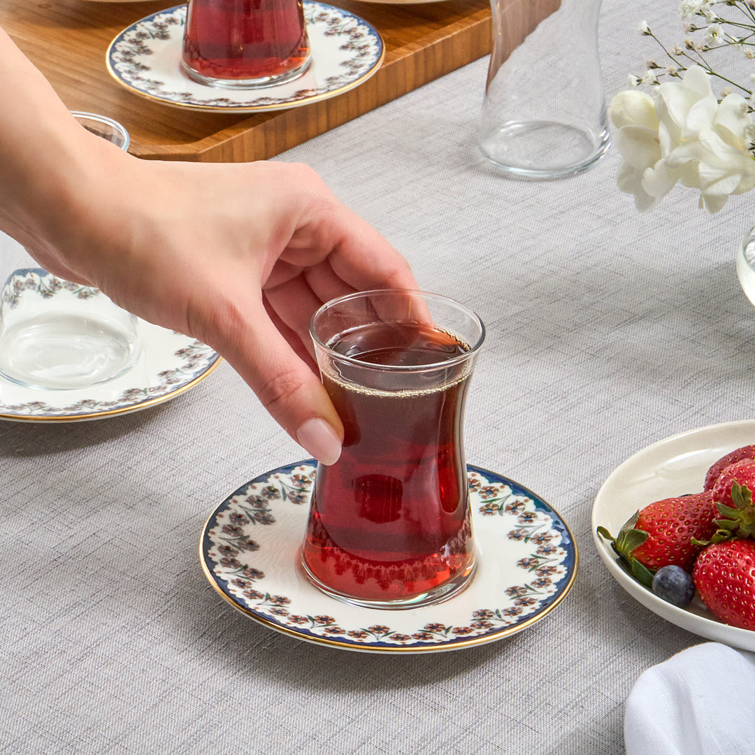 Karaca Florus 12-Piece Turkish Tea Set for 6 People, Multi