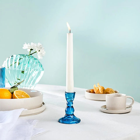 Karaca Marine Glass Candle Holder, 6x9cm, Navy Blue