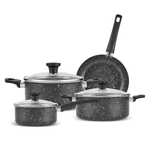 Cookplus Aura Roller 7 Pieces Non-Stick Induction Cookware Set, Black