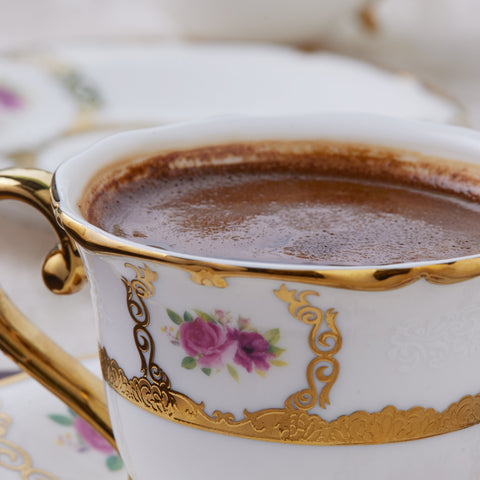 Karaca Royal Bone China Elizabeth 12-Piece Espresso Turkish Coffee Cup for 6 People, 90ml, Multi