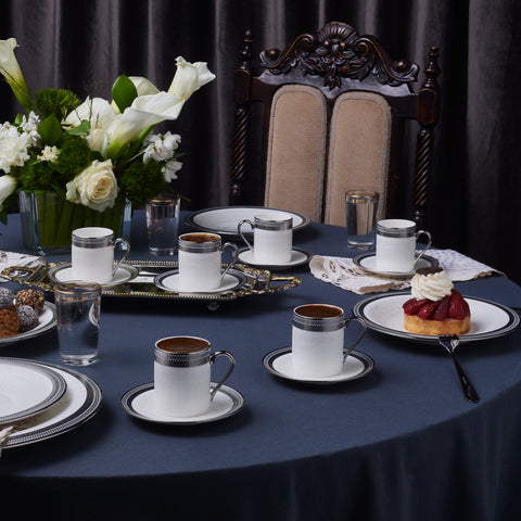 Karaca Royal Bone China Kate 12-Piece Espresso Turkish Coffee Cup for 6 People, 90ml, Multi