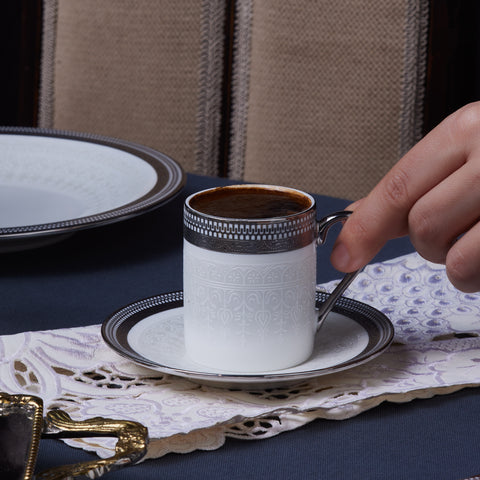 Karaca Royal Bone China Kate 12-Piece Espresso Turkish Coffee Cup for 6 People, 90ml, Multi