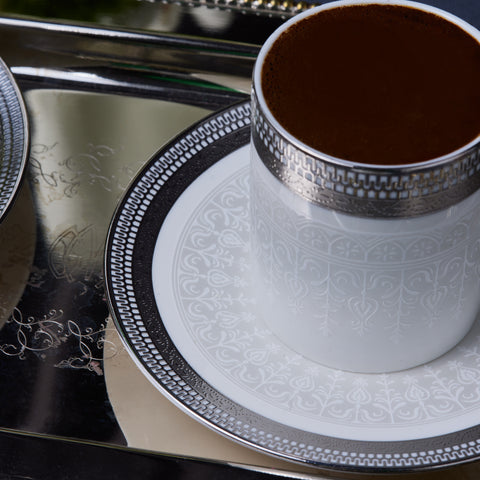 Karaca Royal Bone China Kate 12-Piece Espresso Turkish Coffee Cup for 6 People, 90ml, Multi