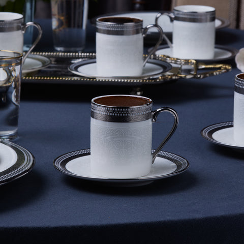 Karaca Royal Bone China Kate 12-Piece Espresso Turkish Coffee Cup for 6 People, 90ml, Multi