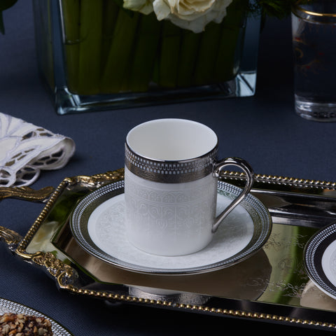 Karaca Royal Bone China Kate 12-Piece Espresso Turkish Coffee Cup for 6 People, 90ml, Multi