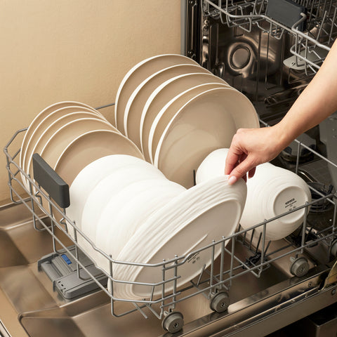 Karaca Earth Collection Rise Stoneware 55-Piece Dinner Set for 12 People, Cream