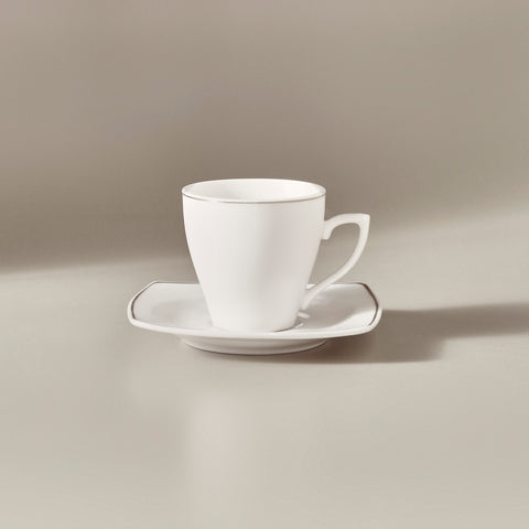 Karaca Jamie 12-Piece Porcelain Espresso Turkish Coffee Cup Set for 6 People, 90ml, White