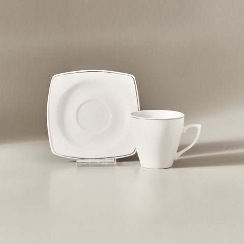 Karaca Jamie 12-Piece Porcelain Espresso Turkish Coffee Cup Set for 6 People, 90ml, White