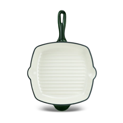 Karaca Heritage Enamelled Cast Iron Grill Pan, 26 cm, Green