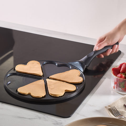 Karaca Fluffy Love Non-Stick Induction Ceramic Coating Pancake Pan, 26cm, Black