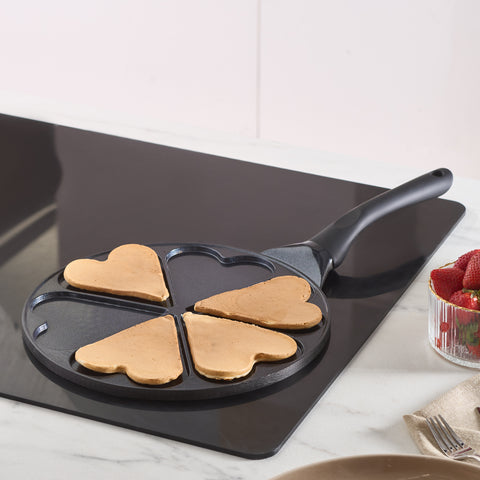 Karaca Fluffy Love Non-Stick Induction Ceramic Coating Pancake Pan, 26cm, Black