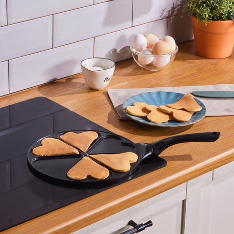 Karaca Fluffy Love Non-Stick Induction Ceramic Coating Pancake Pan, 26cm, Black