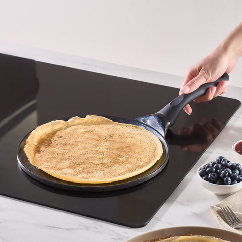 Karaca Fluffy Non-Stick Induction Ceramic Coating Crep & Pancake Pan, 26cm, Black