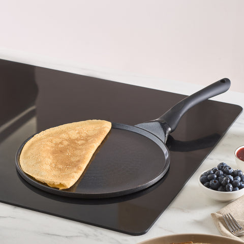 Karaca Fluffy Non-Stick Induction Ceramic Coating Crep & Pancake Pan, 26cm, Black