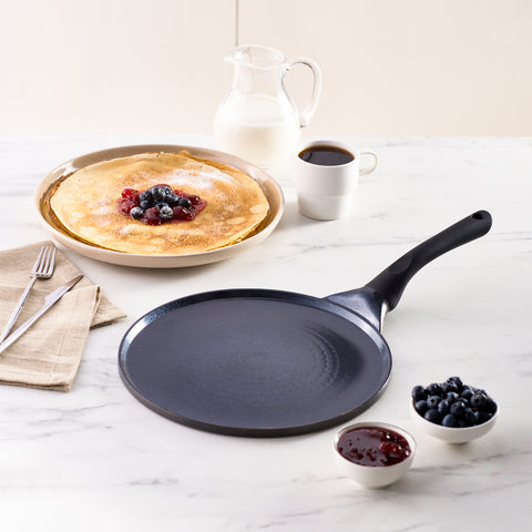 Karaca Fluffy Non-Stick Induction Ceramic Coating Crep & Pancake Pan, 26cm, Black