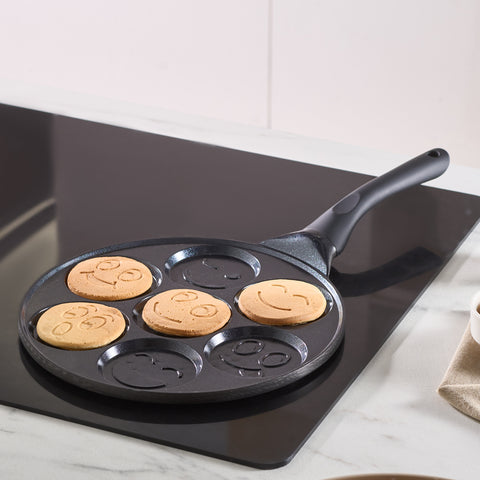 Karaca Fluffy Non-Stick Induction Ceramic Coating Pancake Pan, 26cm, Black