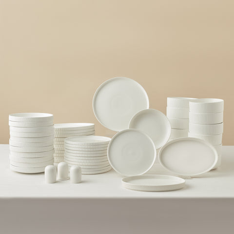 Karaca Forever Bone China Pablito 53-Piece Dinner Set for 12 People, White