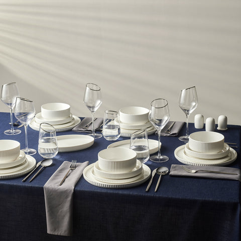 Karaca Forever Bone China Pablito 53-Piece Dinner Set for 12 People, White