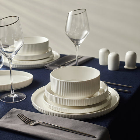 Karaca Forever Bone China Pablito 53-Piece Dinner Set for 12 People, White