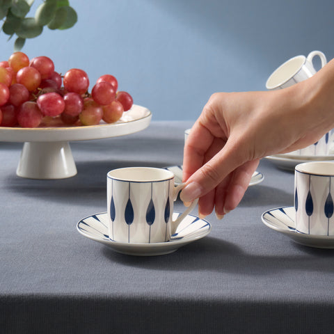 Karaca Ahenk 12-Piece Bone China Espresso Turkish Coffee Cup for 6 People, 80ml, Multi