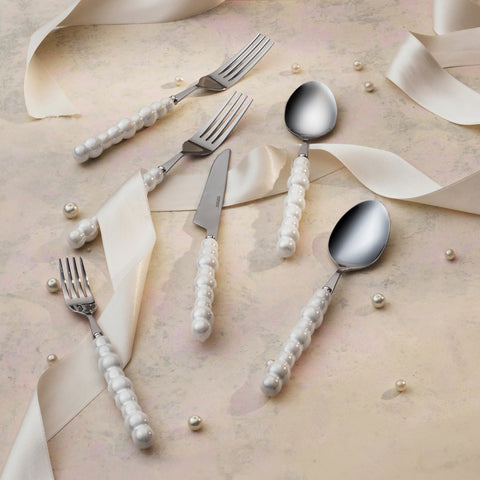 Karaca Marin Pearl Stainless Steel 24-Piece Cutlery Set for 6 People, Pearlescent