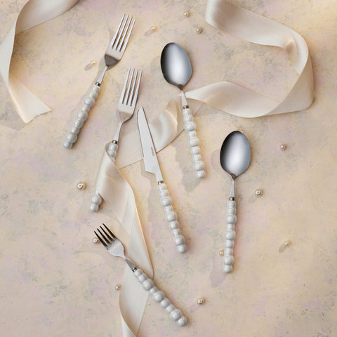 Karaca Marin Pearl Stainless Steel 24-Piece Cutlery Set for 6 People, Pearlescent