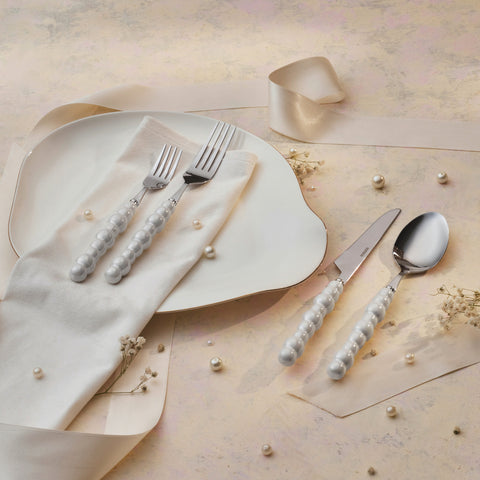 Karaca Marin Pearl Stainless Steel 24-Piece Cutlery Set for 6 People, Pearlescent