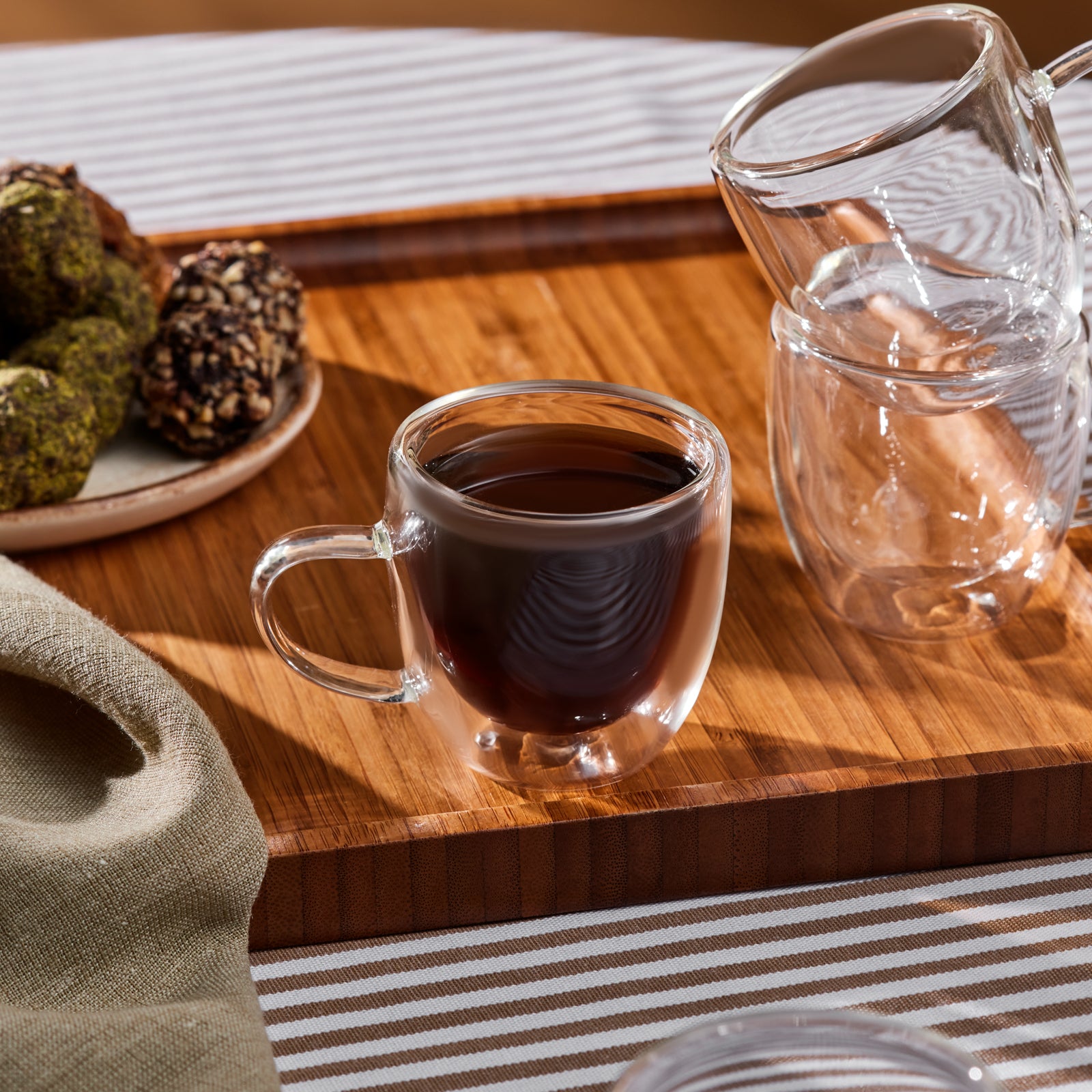 Karaca Olivier 6-Piece Double Wall Glass Espresso Turkish Coffee Cup S