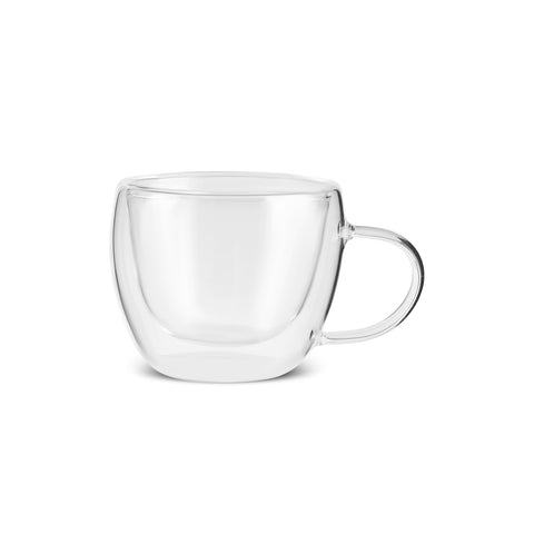 Karaca Olivia 6-Piece Double Wall Glass Espresso Turkish Coffee Cup Set for 6 People, 80ml, Clear