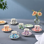 Karaca Tracy Gold 12-Piece Bone China Espresso Turkish Coffee Cup for 6 People, 80ml, Multi