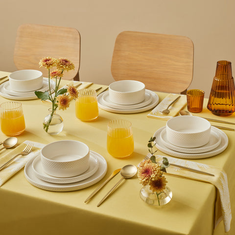 Karaca Salvare Diamond 18-Piece Bone China Dinner Set for People, Wh