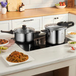 Karaca Ruggersteel 4-Piece Stainless Steel Induction Pressure Cooker Set, 4L+6L, Grey