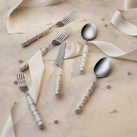 Karaca Pearl Stainless Steel 24-Piece Cutlery Set, Silver