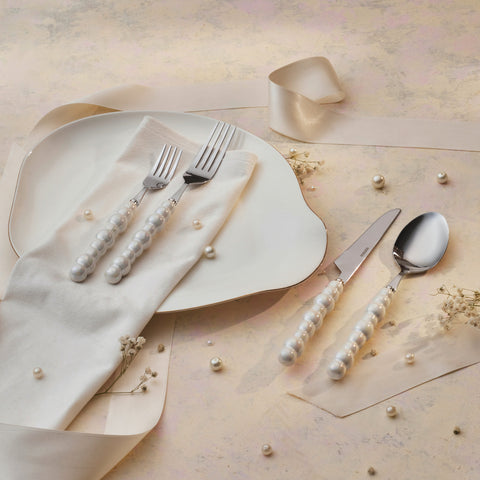 Karaca Pearl Stainless Steel 24-Piece Cutlery Set, Silver