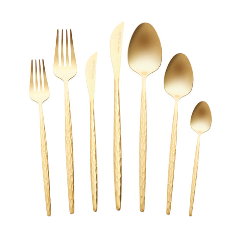 Karaca Callisto 84-Piece Stainless Steel Cutlery Set for 12 People, Gold