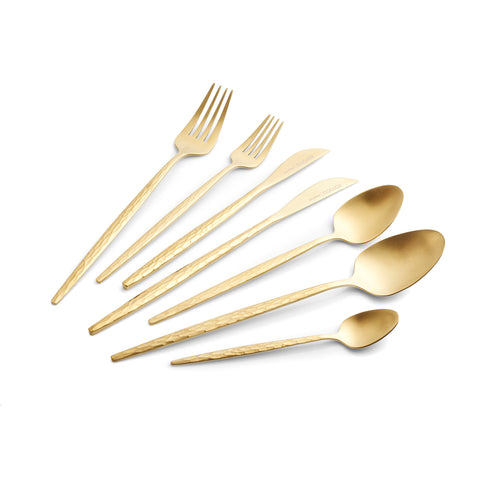 Karaca Callisto 84-Piece Stainless Steel Cutlery Set for 12 People, Gold