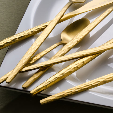 Karaca Callisto 84-Piece Stainless Steel Cutlery Set for 12 People, Gold