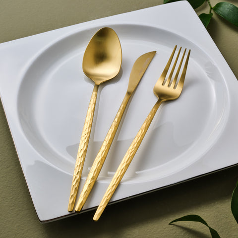 Karaca Callisto 84-Piece Stainless Steel Cutlery Set for 12 People, Gold