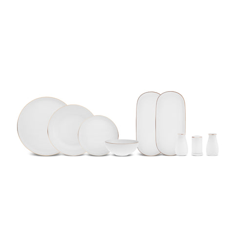 Karaca Stream Bone China Favaro 53-Piece Dinner Set for 12 People, Gold