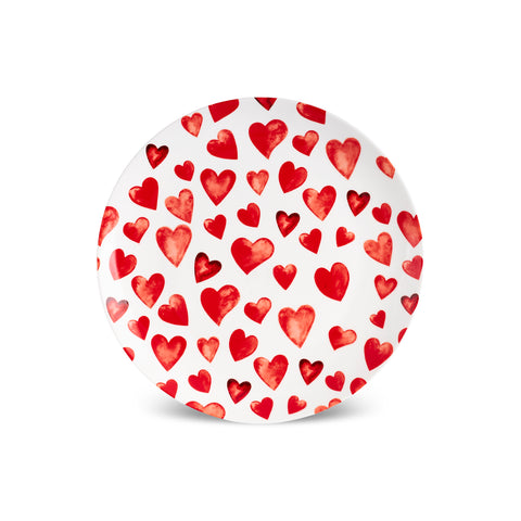 Karaca Lovely 7-Piece Bone China Serveware Set for 6 People, Red