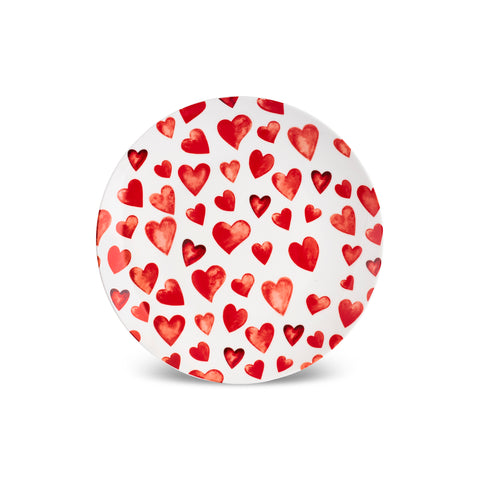 Karaca Lovely 7-Piece Bone China Serveware Set for 6 People, Red