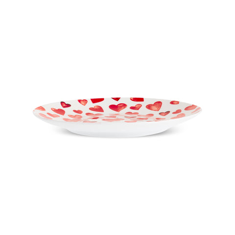 Karaca Lovely 7-Piece Bone China Serveware Set for 6 People, Red