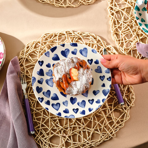 Karaca Lovely 7-Piece Bone China Serveware Set for 6 People, Red